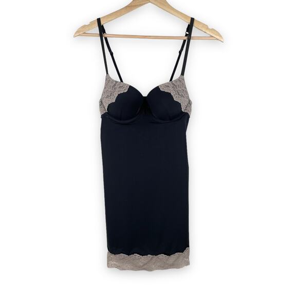 Victoria's Secret Black Lace Lingerie Slip Built in Bra - Size 34B - Picture 2 of 8